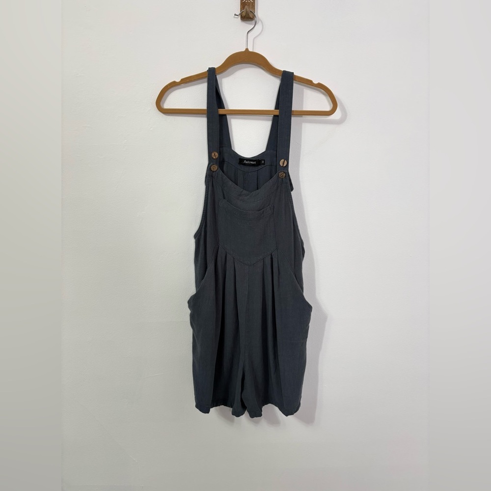 Automet Charcoal Rayon Linen Shorts Overalls Romper Sz M